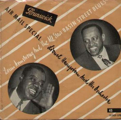 Cover Armstrong All Stars* / Lionel Hampton And His Orchestra - Basin Street Blues / Air Mail Special (7, EP, Mono) Schallplatten Ankauf