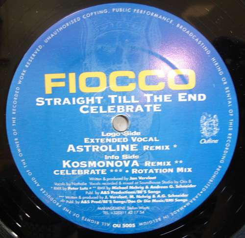 Cover Fiocco - Straight Till The End / Celebrate (12) Schallplatten Ankauf
