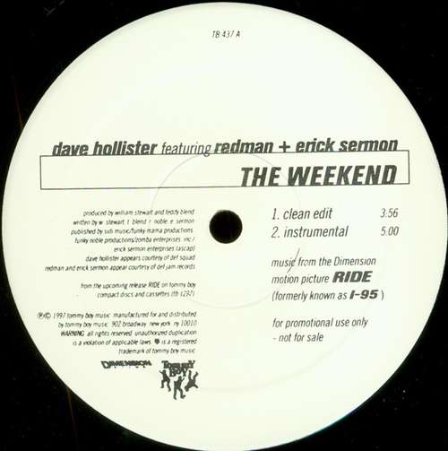 Cover Dave Hollister Featuring Redman + Erick Sermon - The Weekend (12, Promo) Schallplatten Ankauf