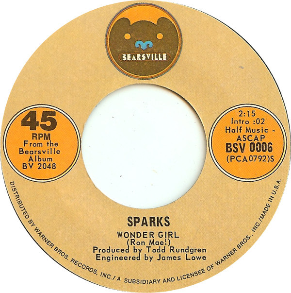 Cover Sparks - Wonder Girl / (No More) Mr. Nice Guys (7) Schallplatten Ankauf