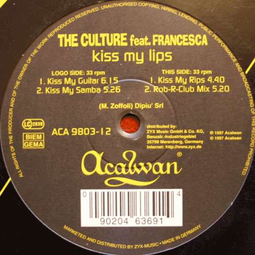 Cover The Culture Feat. Francesca (2) - Kiss My Lips (12) Schallplatten Ankauf