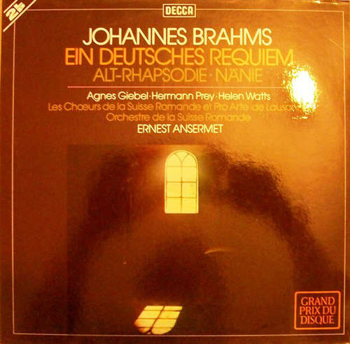 Cover Johannes Brahms - Ein Deutsches Requiem / Alt-Rhapsodie / Nänie (2xLP, Album, Gat) Schallplatten Ankauf