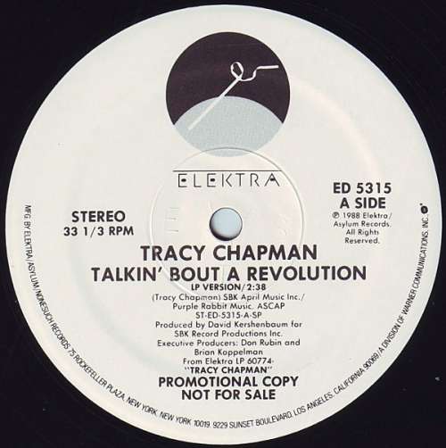 Cover Tracy Chapman - Talkin' Bout A Revolution (12, Single, Promo) Schallplatten Ankauf