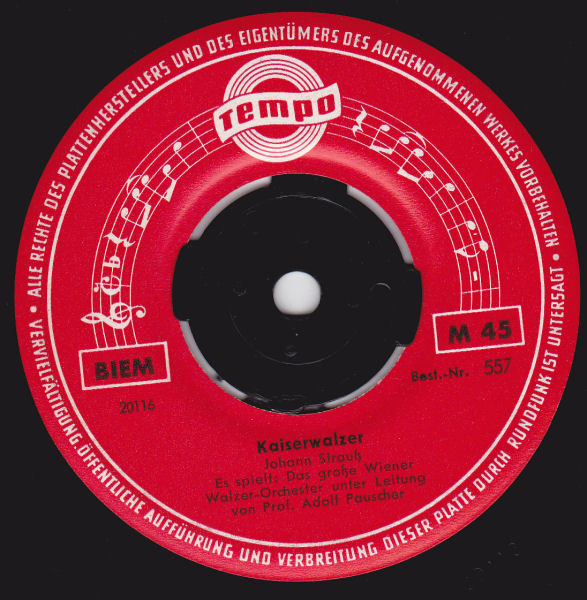 Cover Das Große Wiener Walzer-Orchester* - Kaiserwalzer / Fledermaus-Walzer (7, Single, Mono) Schallplatten Ankauf