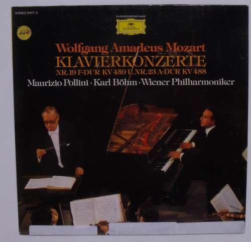 Cover Wolfgang Amadeus Mozart, Maurizio Pollini • Karl Böhm • Wiener Philharmoniker - Klavierkonzerte Nr. 19 F-dur KV 459 U. Nr. 23 A-dur KV 488 (LP, Club, RE, S/Edition) Schallplatten Ankauf