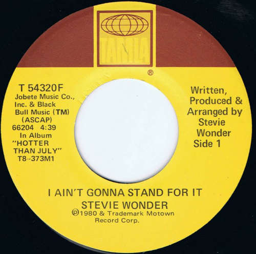 Cover Stevie Wonder - I Ain't Gonna Stand For It (7, No ) Schallplatten Ankauf