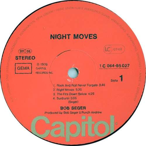 Cover Bob Seger & The Silver Bullet Band* - Night Moves (LP, Album, RE) Schallplatten Ankauf
