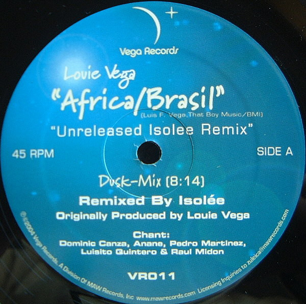 Cover Louie Vega - Africa/Brasil (Unreleased Isolee Remix) (12) Schallplatten Ankauf