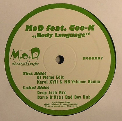 Cover MoD* Feat. Gee K - Body Language (12) Schallplatten Ankauf