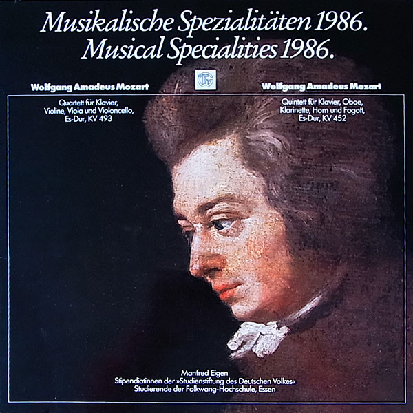 Cover Manfred Eigen - Wolfgang Amadeus Mozart - Musikalische Spezialitäten 1986 - Musical Specialities 1986 (LP, Album) Schallplatten Ankauf