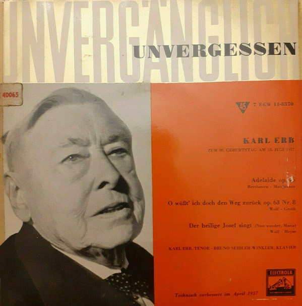 Cover Karl Erb - Adelaide Op. 46 (7, EP, Mono) Schallplatten Ankauf