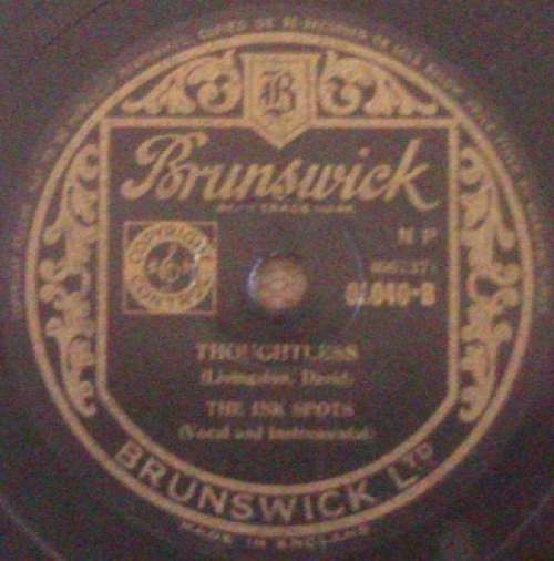 Cover The Ink Spots - Bless You / Thoughtless (Shellac, 10, RP) Schallplatten Ankauf