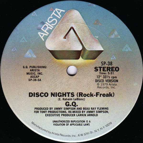 Cover G.Q.* - Disco Nights (Rock-Freak) / Boogie Oogie Oogie (12, Single) Schallplatten Ankauf