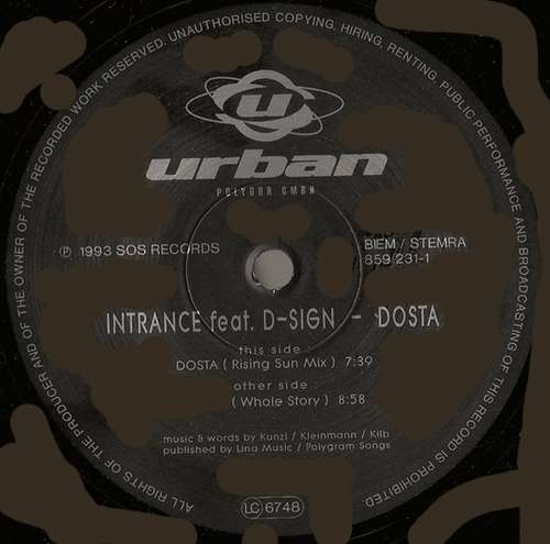 Cover Intrance Feat. D-Sign - Dosta (12) Schallplatten Ankauf
