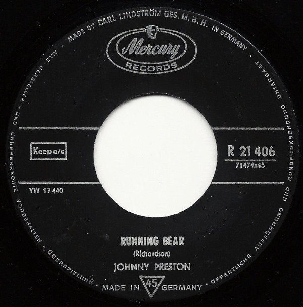 Cover Johnny Preston - Running Bear / My Heart Knows (7, Single) Schallplatten Ankauf