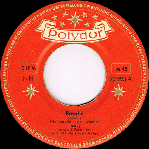 Cover Freddy* Und Die Dominos (3) - Rosalie (7, Single) Schallplatten Ankauf