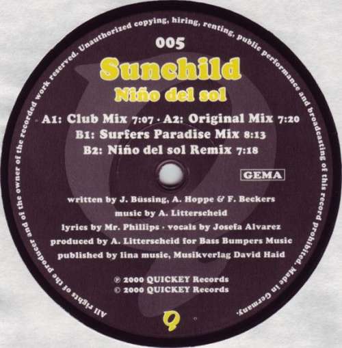 Cover Sunchild (2) - Niño Del Sol (12) Schallplatten Ankauf