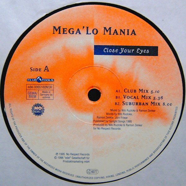Cover Mega'Lo Mania* - Close Your Eyes (12) Schallplatten Ankauf