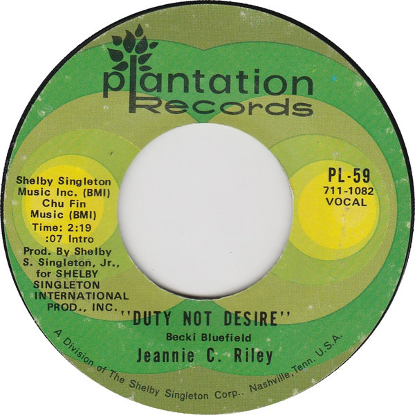 Cover Jeannie C. Riley - Duty Not Desire (7, Single) Schallplatten Ankauf