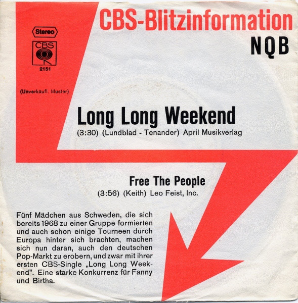Cover NQB - Long Long Weekend (7, Single, Promo) Schallplatten Ankauf