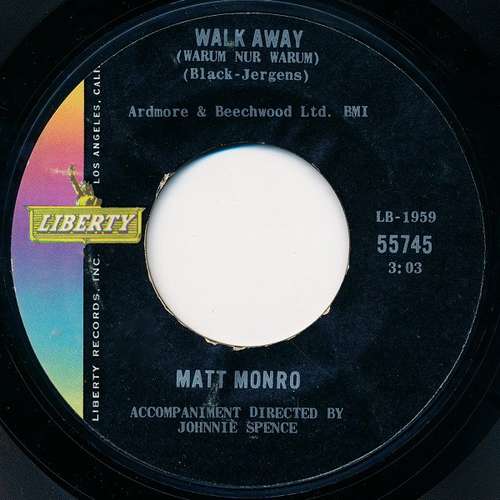 Cover Matt Monro - Walk Away (Warum Nur Warum) (7, Single) Schallplatten Ankauf