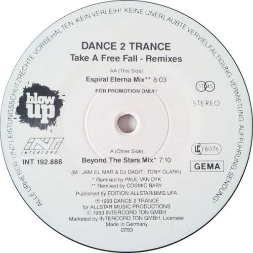 Cover Dance 2 Trance - Take A Free Fall (Remixes) (12, Promo) Schallplatten Ankauf
