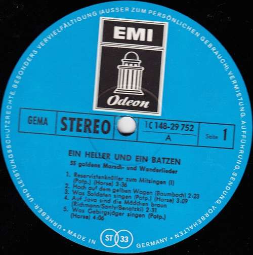 Cover Ein Heller Und Ein Batzen (55 Goldene Marsch- Und Wanderlieder) Schallplatten Ankauf
