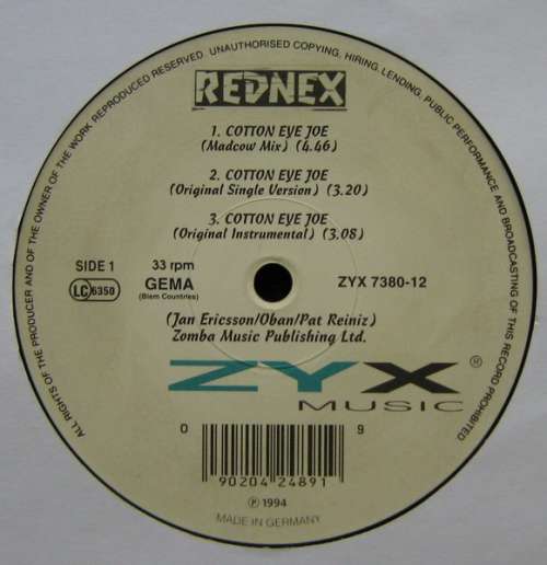 Cover Rednex - Cotton Eye Joe (12, Maxi) Schallplatten Ankauf