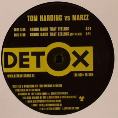 Cover Tom Harding Vs Marzz - Bring Back That Feeling (12) Schallplatten Ankauf