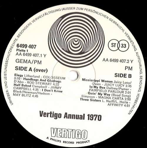 Cover The Vertigo Annual 1970 Schallplatten Ankauf
