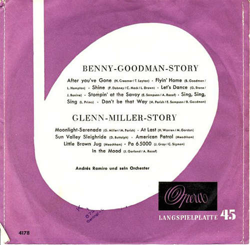 Cover Andrés Ramiro Und Sein Orchester* - Benny-Goodman-Story / Glenn-Miller-Story (7, Mono) Schallplatten Ankauf