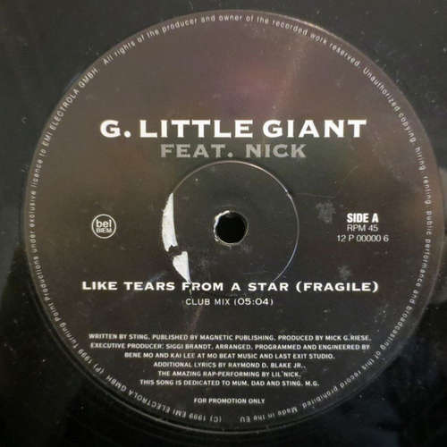 Cover G. Little Giant Feat. Nick (188) - Like Tears From A Star (Fragile) (12, Single, Promo) Schallplatten Ankauf