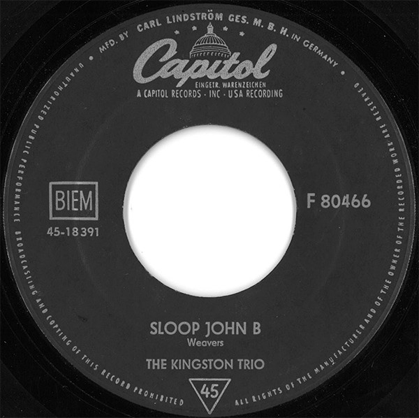 Cover The Kingston Trio* - Sloop John B / Fast Freight (7, Single) Schallplatten Ankauf