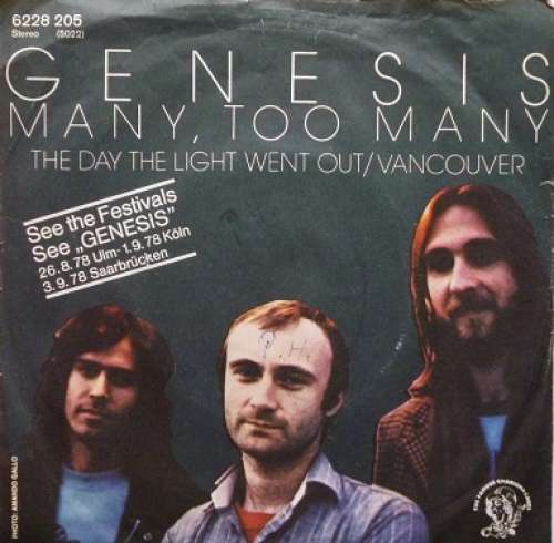 Cover Genesis - Many, Too Many (7, Single, Tou) Schallplatten Ankauf
