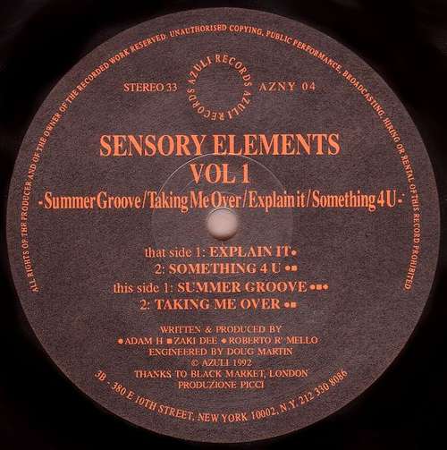 Cover Sensory Elements - Vol 1 (12) Schallplatten Ankauf