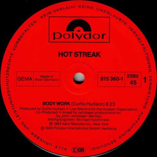 Hot Streak Body Work (12", Maxi) Vinyl Schallplatten Shop