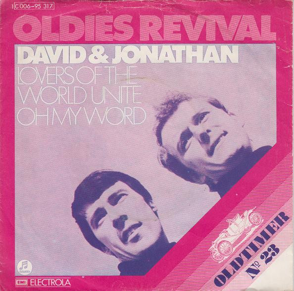 Cover David & Jonathan - Lovers Of The World Unite (7, Single, RE) Schallplatten Ankauf