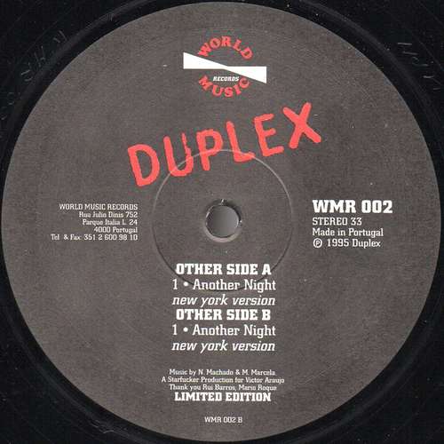 Cover Duplex (2) - Another Night (12) Schallplatten Ankauf