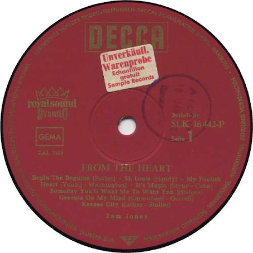 Cover Tom Jones - From The Heart (LP, Album) Schallplatten Ankauf