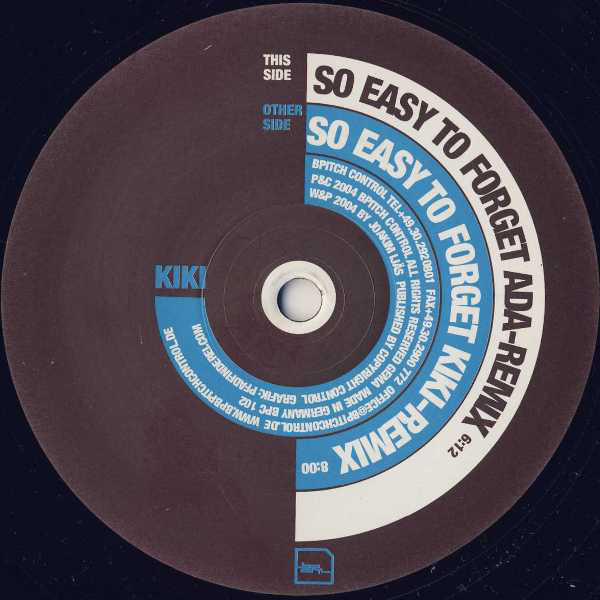 Cover Kiki - So Easy To Forget (Remixes) (12) Schallplatten Ankauf