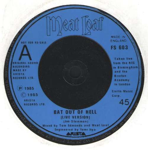 Cover Meat Loaf - Bat Out Of Hell (Live Version) (7, Single, Promo) Schallplatten Ankauf