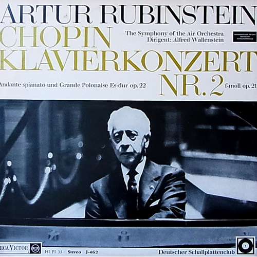 Bild Artur Rubinstein*, Chopin*, The Symphony Of The Air Orchestra*, Alfred Wallenstein - Klavierkonzert Nr.2 (LP, Club) Schallplatten Ankauf