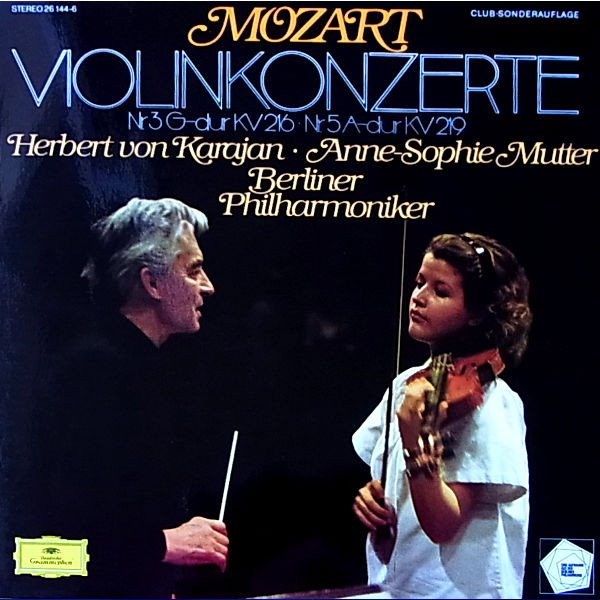 Cover Mozart* - Anne-Sophie Mutter / Berliner Philharmoniker / Herbert von Karajan - Violinkonzerte · Violin Concertos No.3 G-dur KV 216 · No.5 A-dur KV 219 (LP, Album) Schallplatten Ankauf