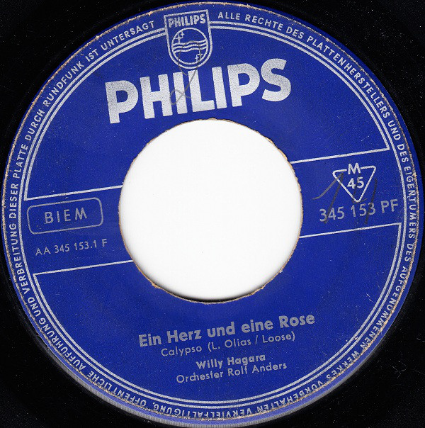 Cover Willy Hagara - Ein Herz Und Eine Rose / So Bist Nur Du, Lorena (7, Single) Schallplatten Ankauf