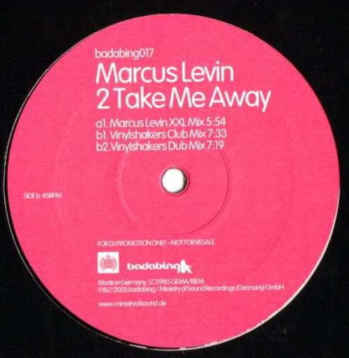 Cover Marcus Levin - 2 Take Me Away (12, Promo) Schallplatten Ankauf