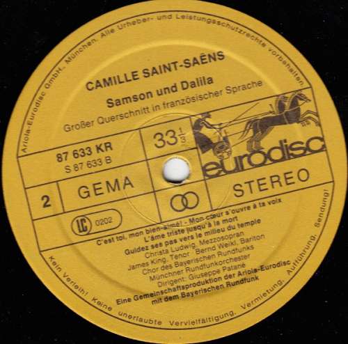 Cover Camille Saint-Saëns, Christa Ludwig, James King (3), Bernd Weikl, Giuseppe Patané* - Samson Und Dalila (LP) Schallplatten Ankauf