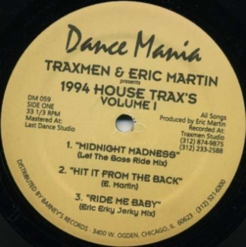 Cover Traxmen & Eric Martin - 1994 House Trax's Volume I (12, Bei) Schallplatten Ankauf