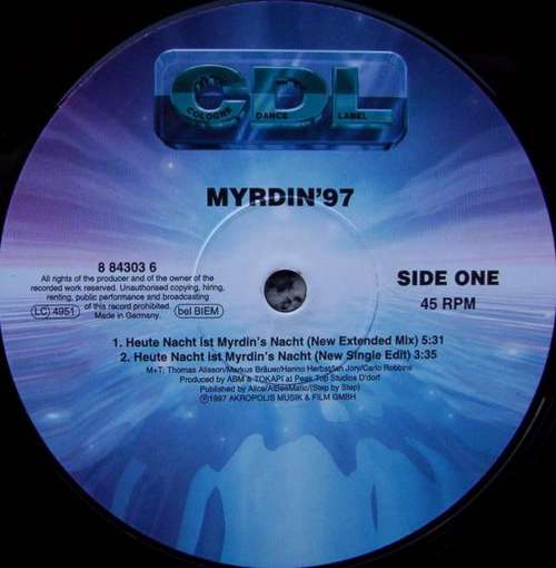 Cover Myrdin '97* - Heute Nacht Ist Myrdin's Nacht (12) Schallplatten Ankauf