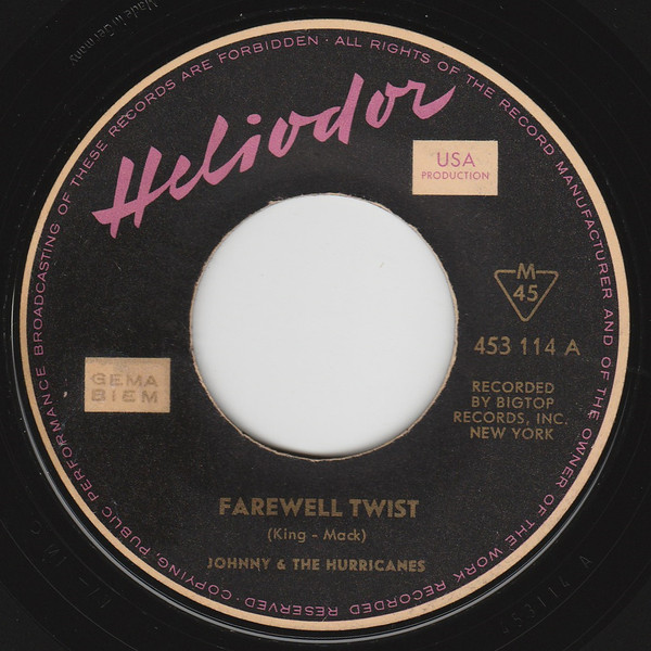 Cover Johnny & The Hurricanes* - Farewell Twist (7, Single) Schallplatten Ankauf