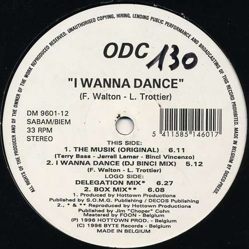 Cover ODC (6) - I Wanna Dance (12) Schallplatten Ankauf
